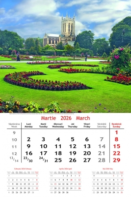 Calendar cu imagini Gardens, 31.5 x 48 cm, 12 file, 2026